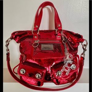 COACH Rare RED Poppy Sequin Spotlight Bag